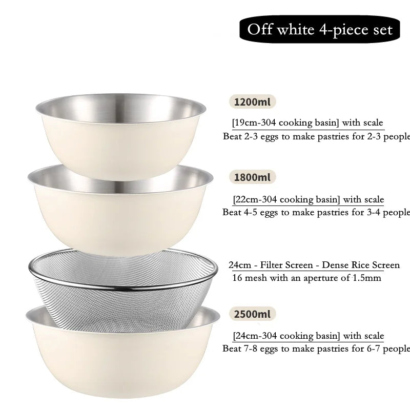 304 Stainless Steel Salad Mixing Bowl – Egg Beater, Dough and Food Prep Bowl for Kitchen Use