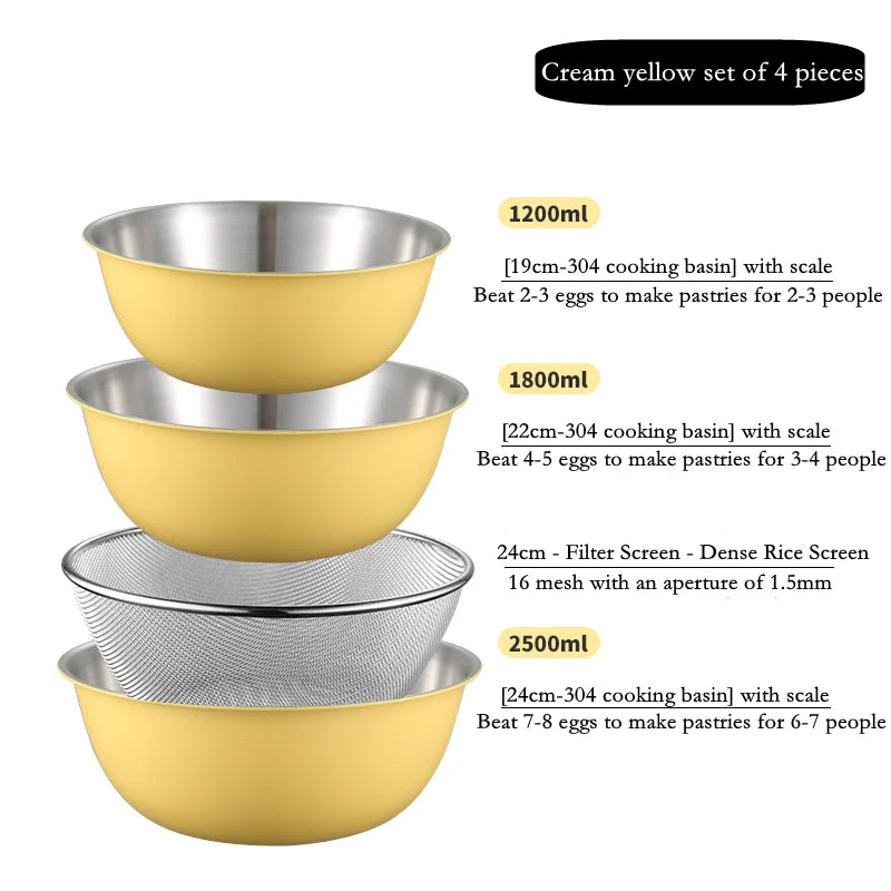 304 Stainless Steel Salad Mixing Bowl – Egg Beater, Dough and Food Prep Bowl for Kitchen Use